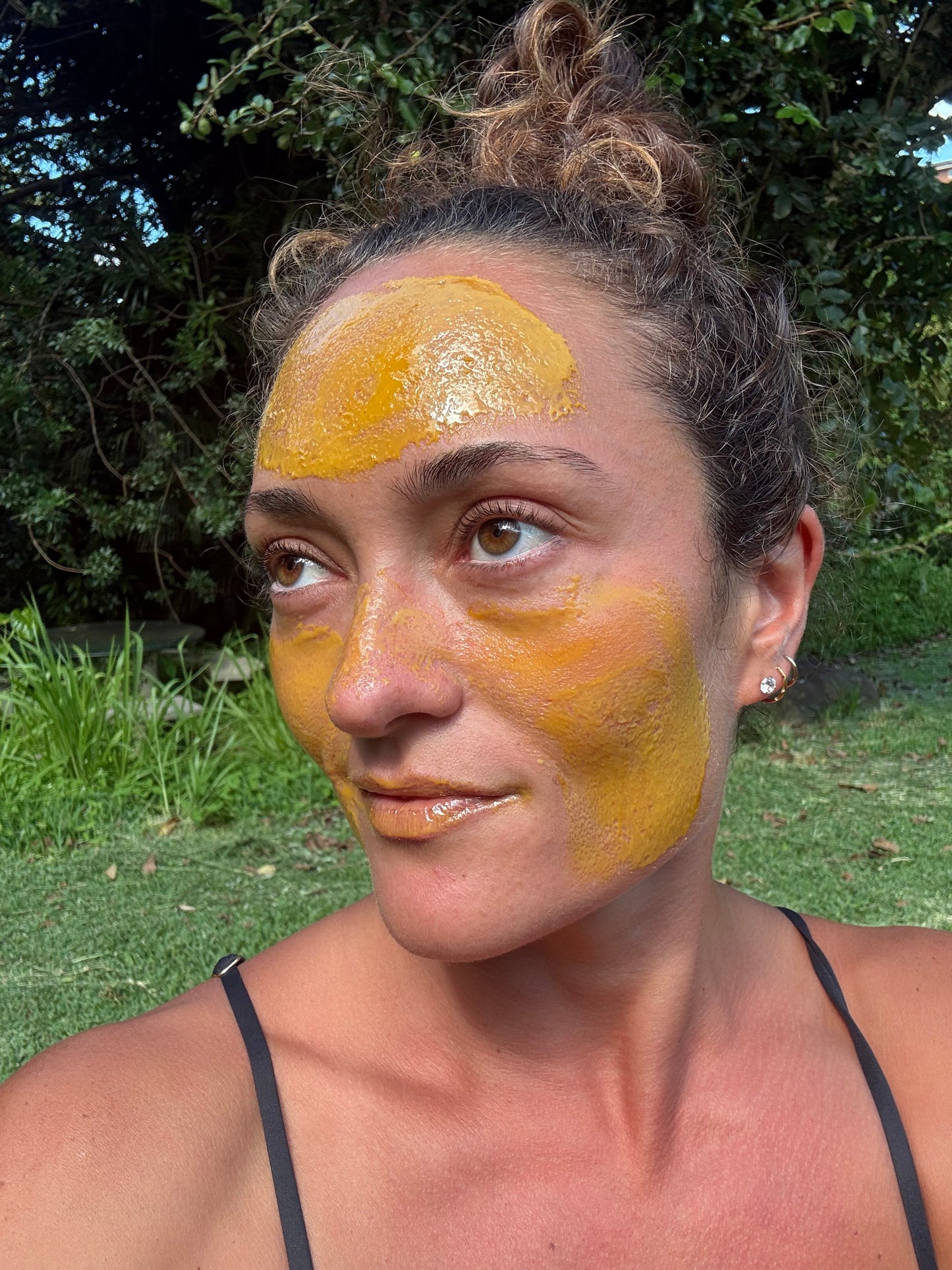 Purer Pores Mask application on skin — natural acne and dark spot treatment
